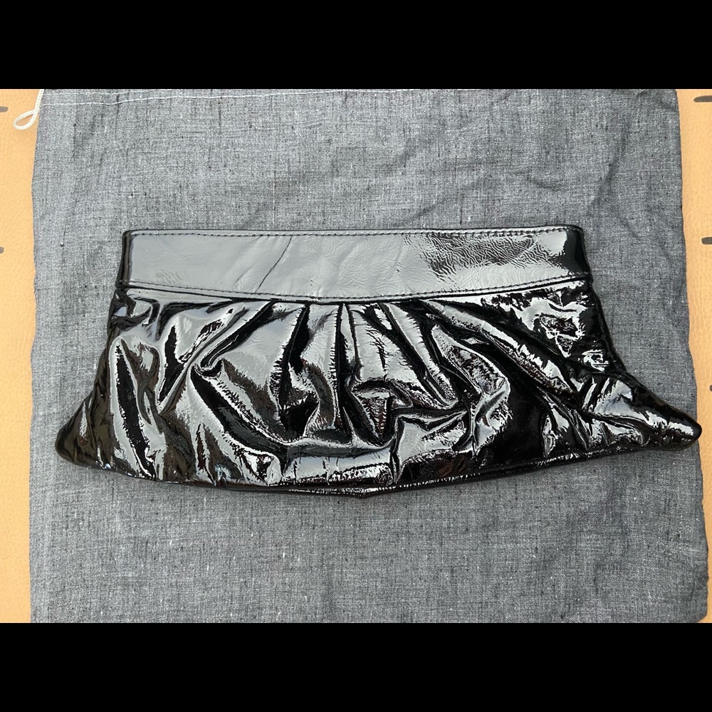 Lauren Merkin Shinny Black clutch